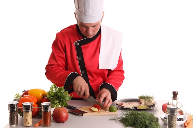 Kucharz przygotowujący danie